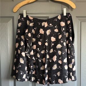 LOFT Black and Pink Floral Skirt